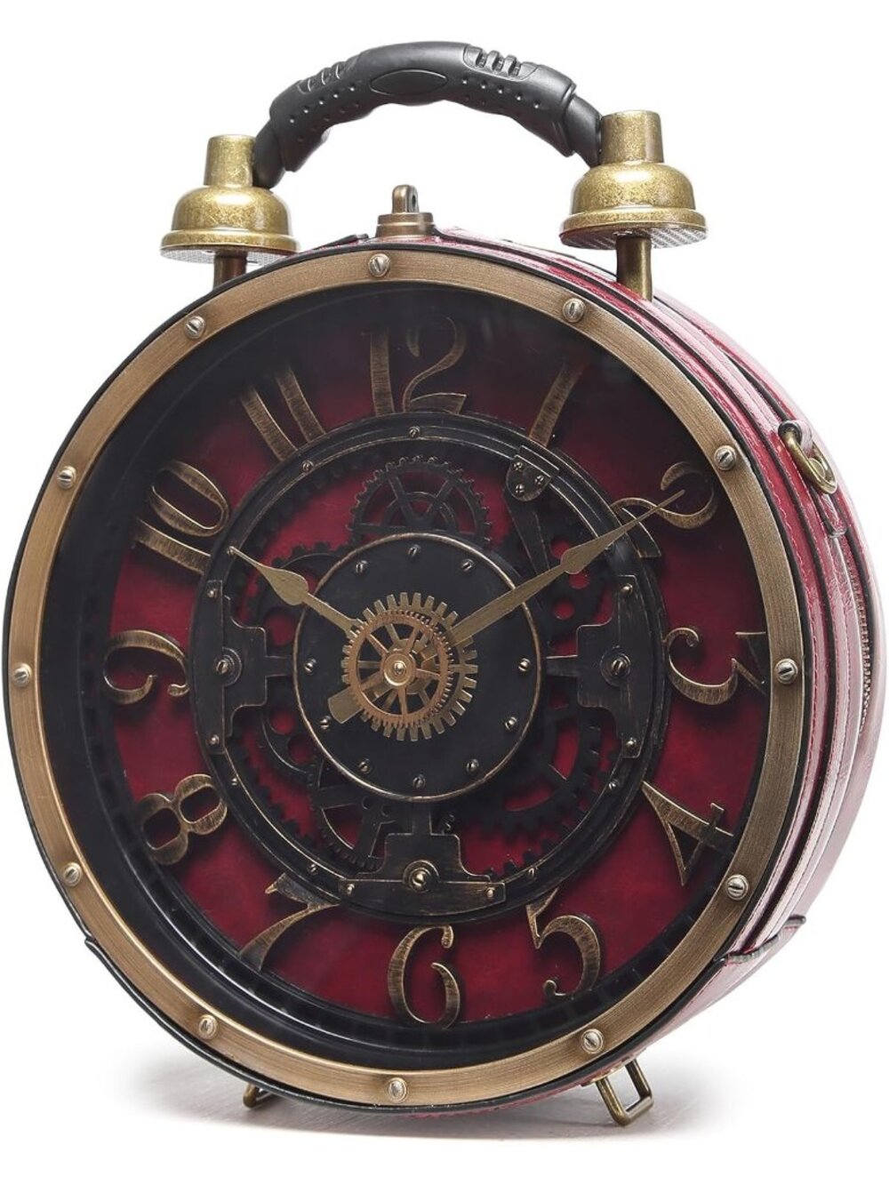 Women's Burgundy Novelty Clock Purse Steampunk Luxurious Surface Crossbody Bags